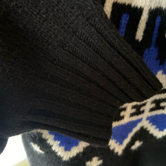 🔖 XS RALPH LAUREN POLO Sweater Fair Isle Italian Yarn Blue Black White - Picture 8 of 12